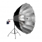 Menik SM-17AD 220cm Parabolische Paraplu zwart/zilver + statief